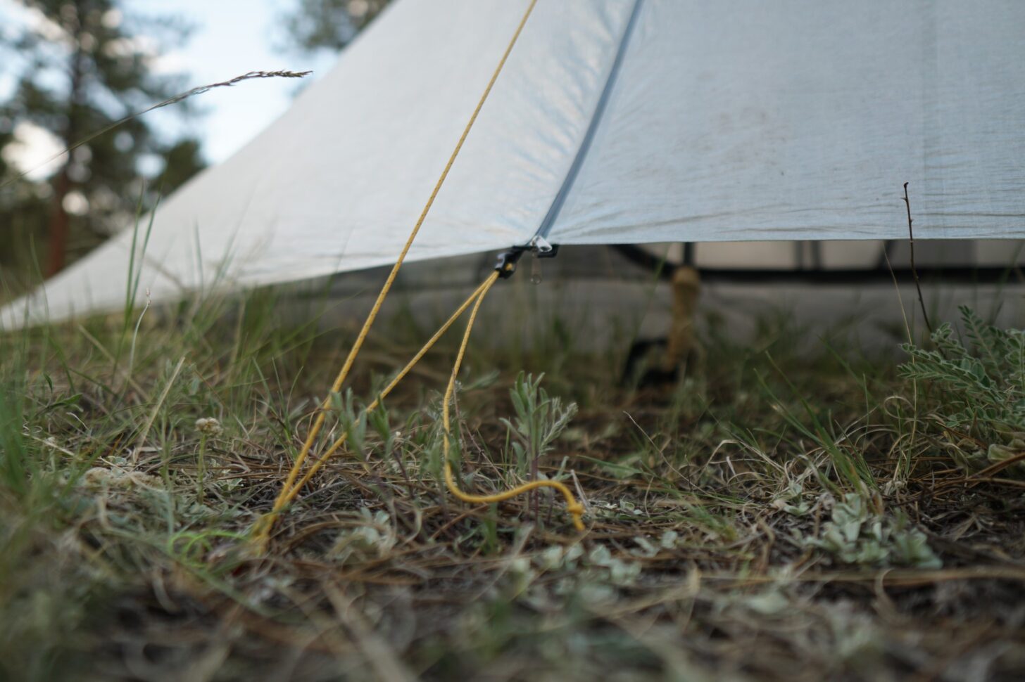 a close-up of the apex stake and vestibule volumizing system.