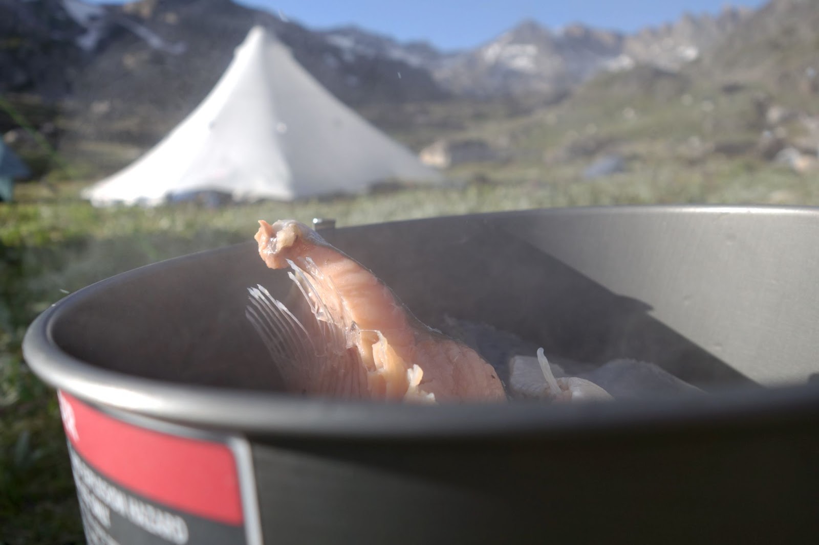 a ham roasting in a large metal pot