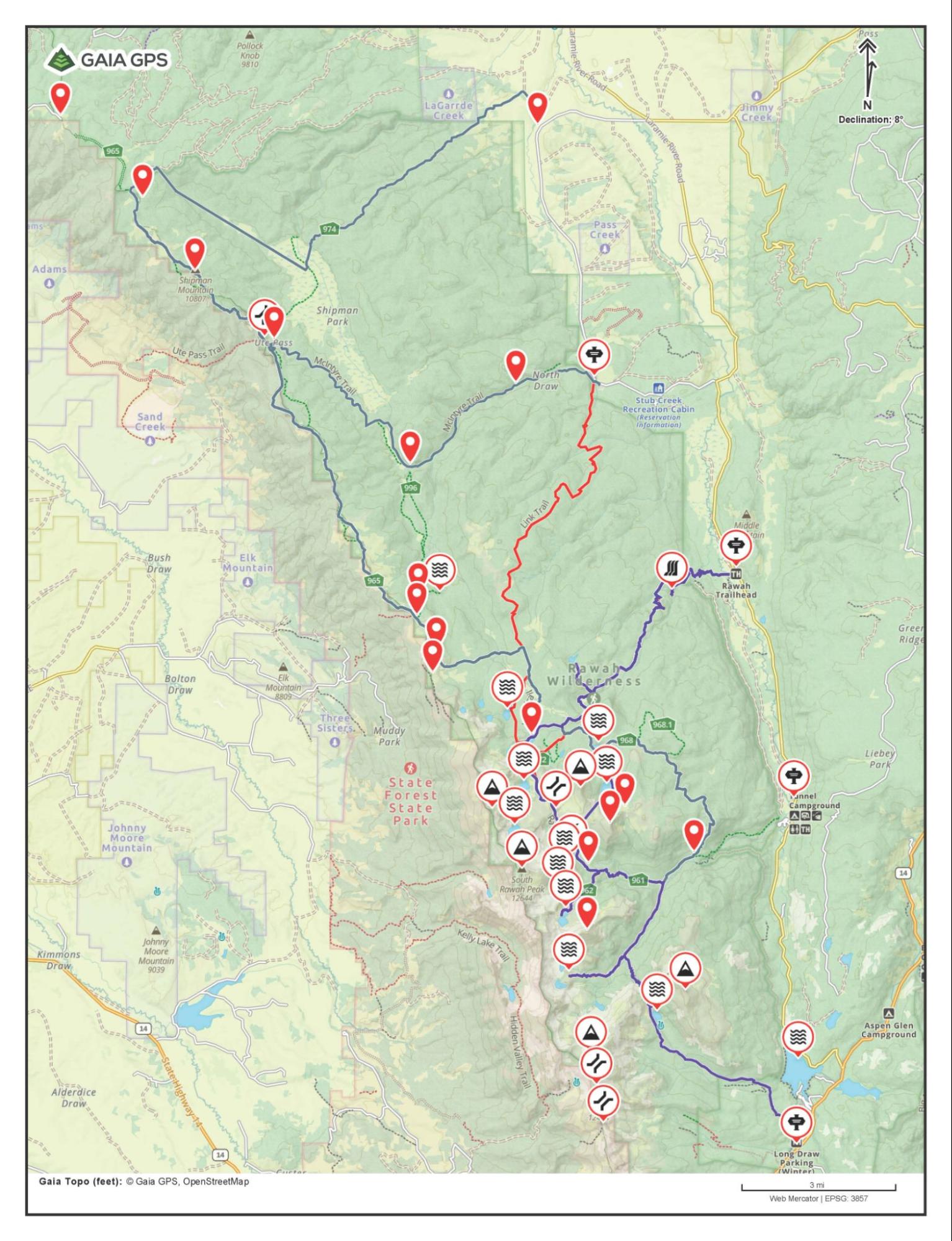 a map with many red dots on it