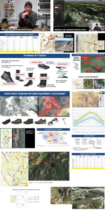 a screenshot montage of images from the trek planning masterclass. 