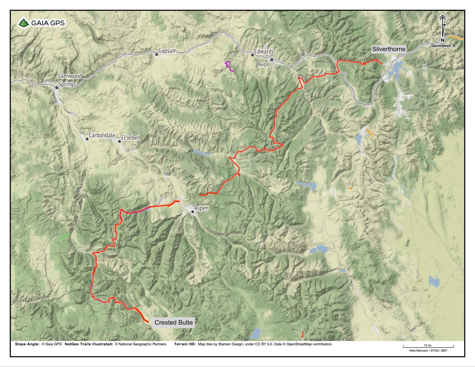 a map of a trail in the mountains