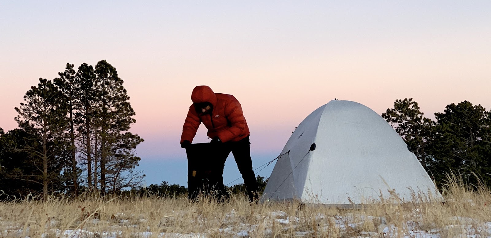 Tent in mountain meadow