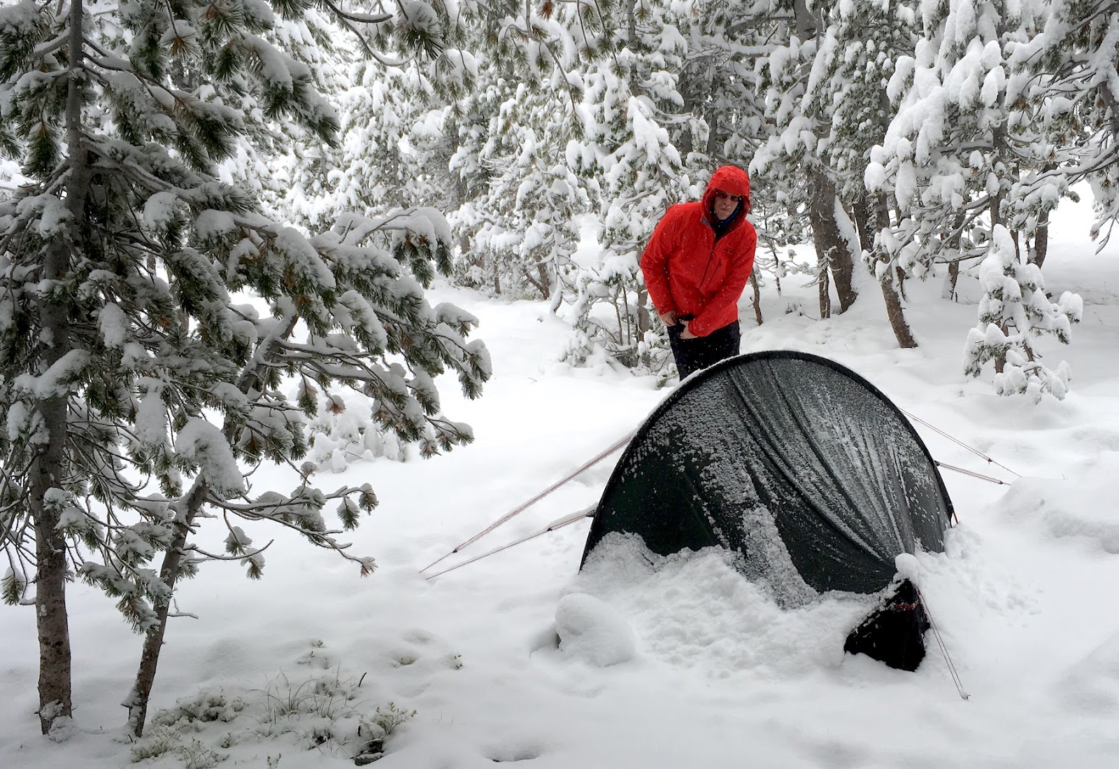 Tent covered in snow